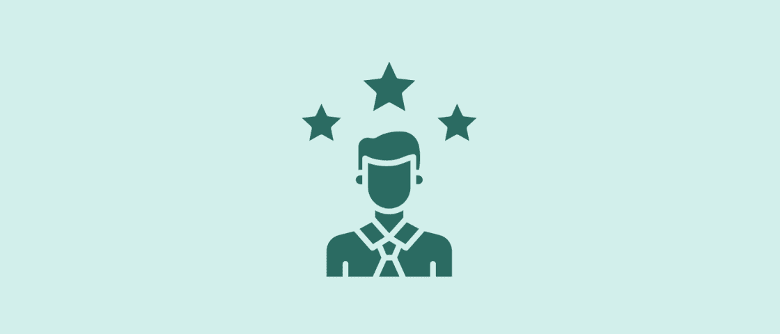 Person icon with three stars overhead.